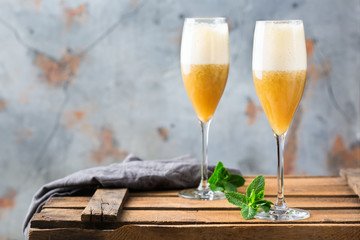 American fizz cocktail with rum and champagne