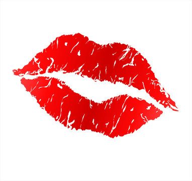 Isolated red lips on white background. Vector illustration.