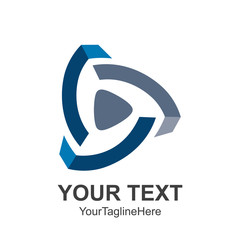 Creative abstract media play button vector logo design template element. Colored silver blue concept icon