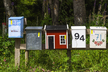Colorful mailboxes in the countryside