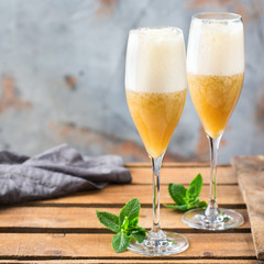 American fizz cocktail with rum and champagne