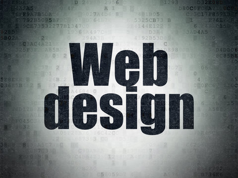 Web development concept: Painted black word Web Design on Digital Data Paper background