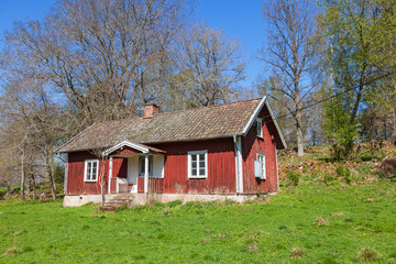 Old abandoned cottage in the countryside