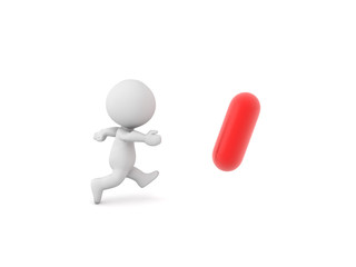 3D Character chasing red pill