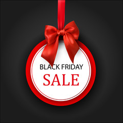 Black friday sale background with satin bow.