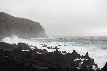 Fototapeta na wymiar Volcanic coastline and natural thermal springs in Azores