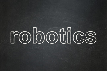 Science concept: text Robotics on Black chalkboard background