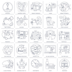 Obraz premium Set of flat design icons for business, pay per click, creative process, searching, web analysis, time is money, on line shopping. Icons for website development and mobile phone services and apps. 