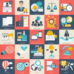 Business, technology and finances icon set for websites and mobile applications and services. Flat vector illustration