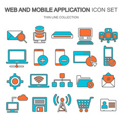 Web and mobile application icon set for computing, data storage, search engine optimization, technology. Flat vector illustration