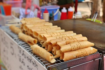 pancake sausage at street food