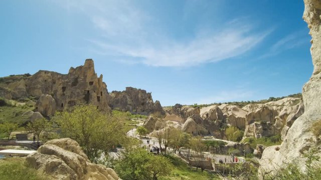 Time lapse of crowd in Open Air Museum, Cappadocia, Turkey
