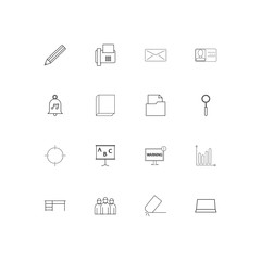 Business And Office linear thin icons set. Outlined simple vector icons