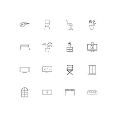 Fototapeta na wymiar Furniture And Home Accents linear thin icons set. Outlined simple vector icons