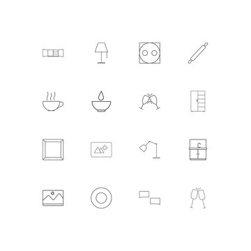 Home Appliances linear thin icons set. Outlined simple vector icons