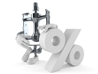 Naklejka premium Bicycle pedal character with percent symbol