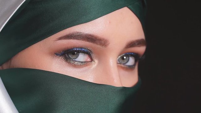 Close-up Portrait of an Attractive Young Modern Muslim Woman in Hijab.