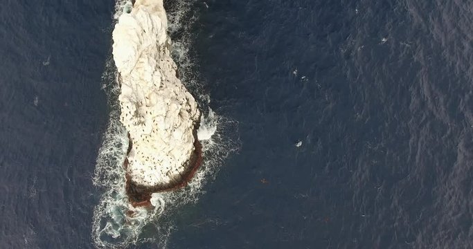 Aerial shots of roca partida rock, revillagigedo archipelago, Mexican pacific.