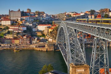 Porto city and Bridge across Douro River