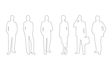 Business people line art icon set, vector