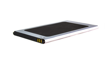 Cell phone battery on white background