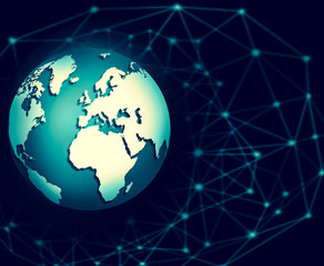 Best Internet Concept of global business. Globe, glowing lines o