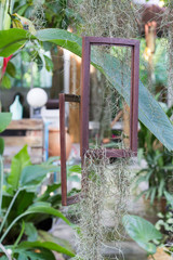 classic wooden frame with nature background.