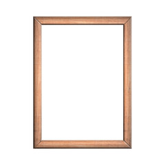 wooden frame with isolated white background. front view of classic wooden frame. for A4 image or text.