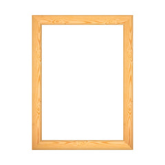 wooden frame with isolated white background. front view of classic wooden frame. for A4 image or text.