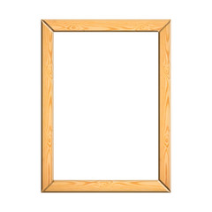 wooden frame with isolated white background. front view of classic wooden frame. for A4 image or...