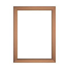 wooden frame with isolated white background. front view of classic wooden frame. for A4 image or...