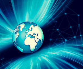 Best Internet Concept of global business. Globe, glowing lines o