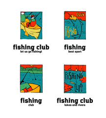 Fishing club logo set