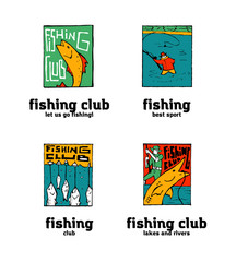 Fishing club logo set