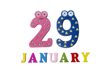 January 29 on white background, numbers and letters.