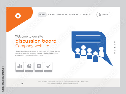 Discussion Board Landing Page Website Template Design Stock Image Discussion Board Landing Page Website Template Design