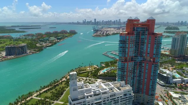 Aerial scene Miami Beach stock footage 4k 24p