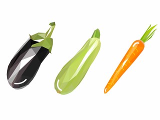 original and natural vegetables: eggplant, zucchini and carrots 