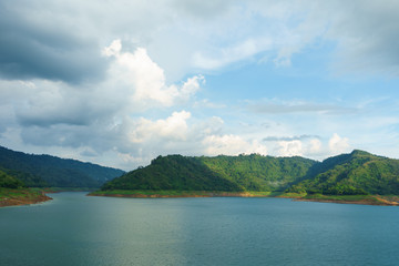 Beautiful mountains and rivers at Khun Dan Dam Prakarnchon Dam