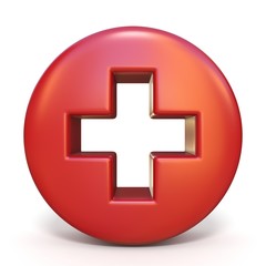 Symbol plus red sign 3D