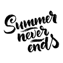 Vector hand drawn lettering about Summer. Isolated calligraphy for travel agency, beach party. Great design for postcard, print or poster.