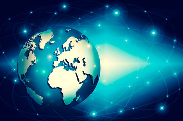 Best Internet Concept of global business. Globe, glowing lines o