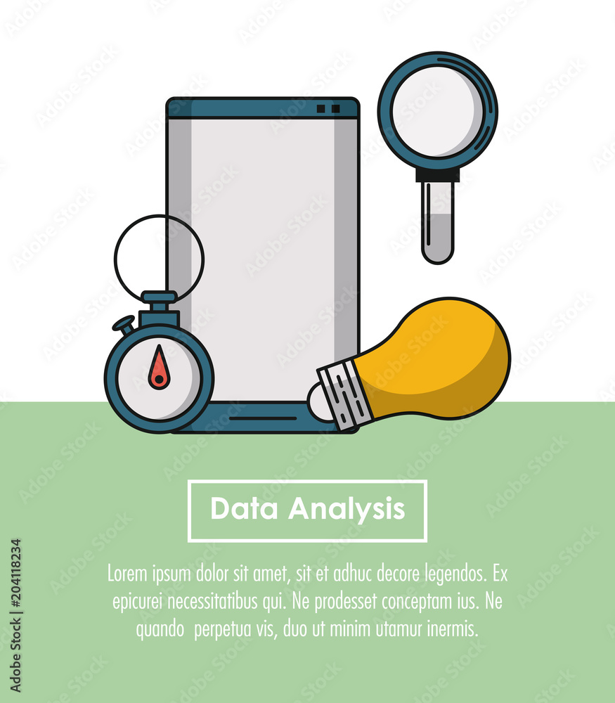 Poster data analysis infographic concept with elements vector illustration graphic design