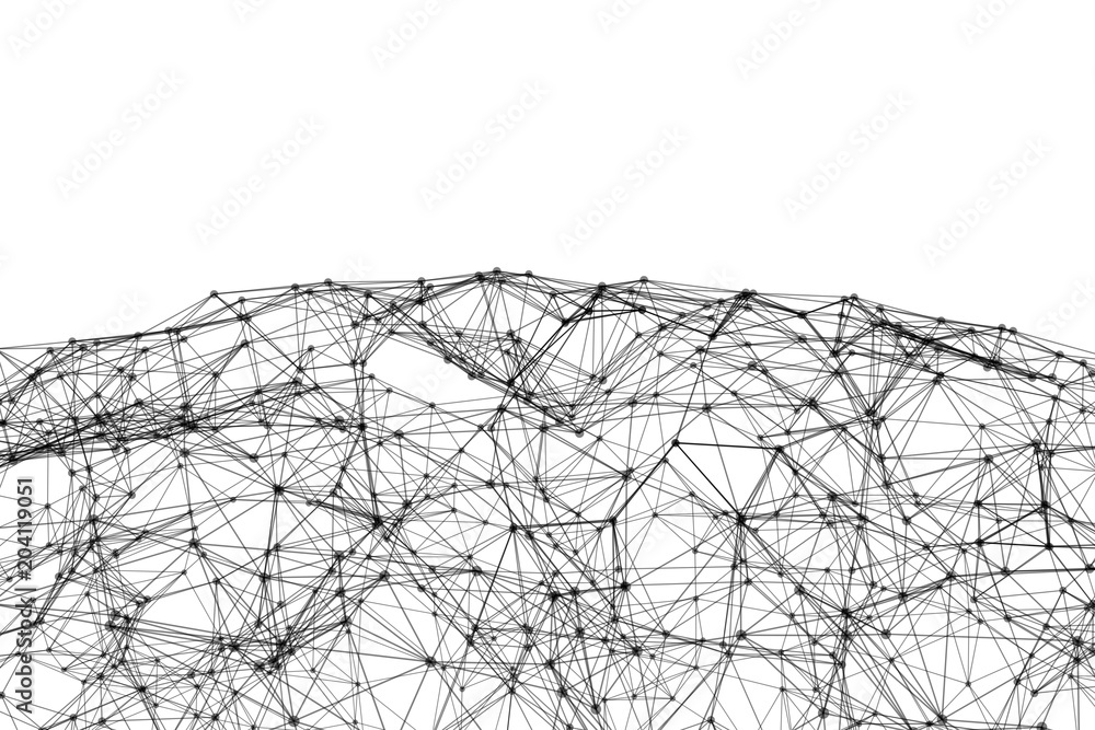 Aufkleber white sphere shape with connection lines for technology concept, 3d abstract illustration