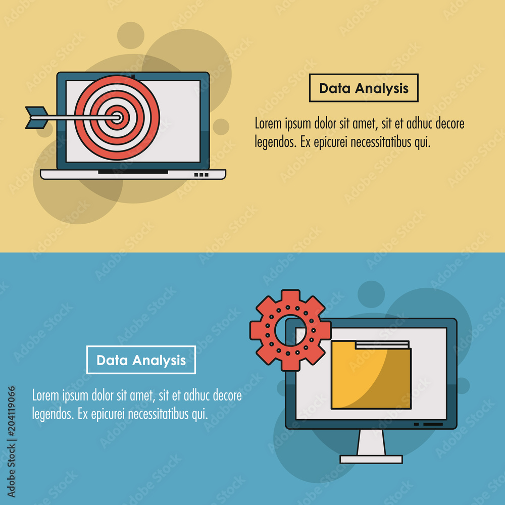 Aufkleber data analysis infographic concept with elements vector illustration graphic design
