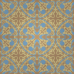 Seamless abstract pattern with gradient. Brown and blue colors. Vector illustration
