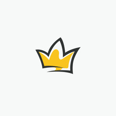 Graphic modernist element drawn by hand. royal crown of gold. Isolated on white background. Vector illustration. Logotype, logo © subjob