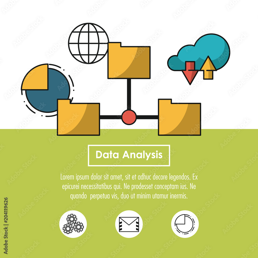 Poster data analysis infographic concept with elements vector illustration graphic design