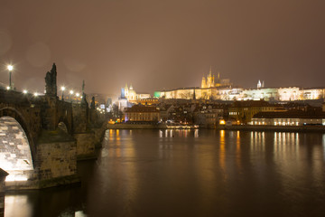Fototapeta na wymiar St. Vitus cathedral night view. Prague, Czech.
