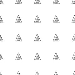 Triangles. Black and white seamless pattern. Geometric, abstract background for covers, textile. Doodle shapes.